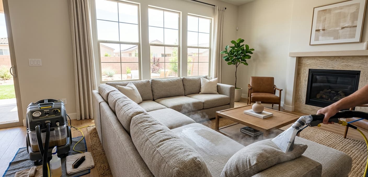 sofa cleaning in living room